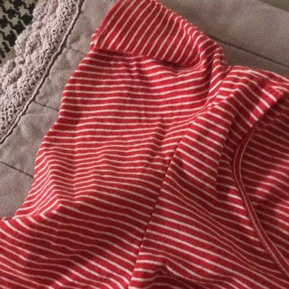 NWT J. crew red Striped ruffle-shoulder dress - Picture 2 of 6